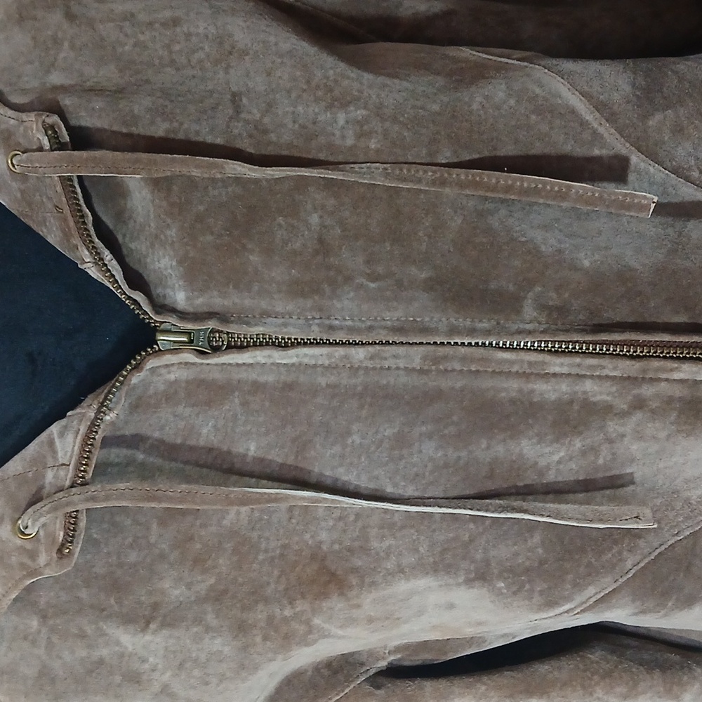 🤎 The Territory Ahead Brown Suede Zip-Up Hoodie | Soft Leather | Size M - Picture 2 of 10